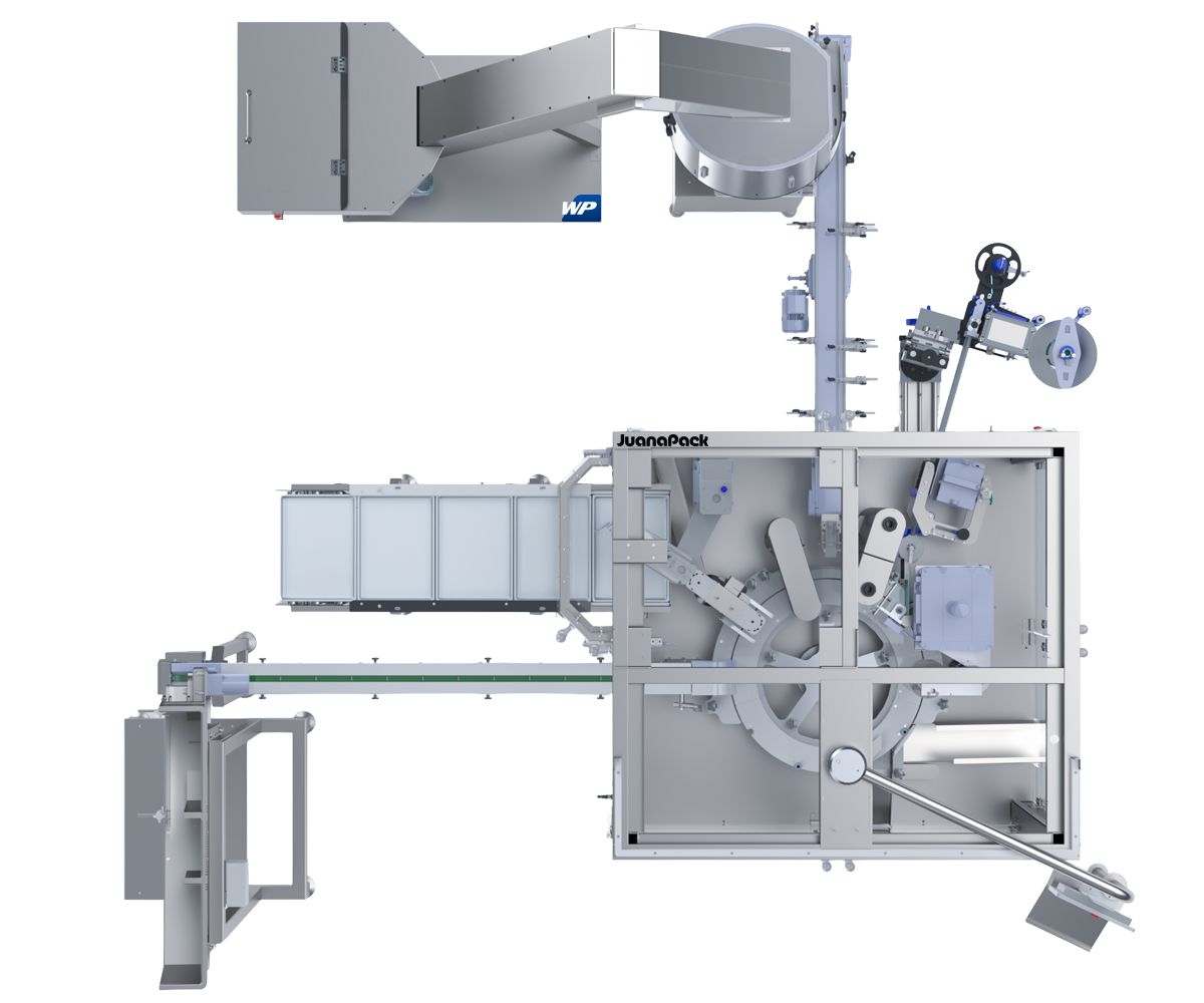 Overhead juanapack inline tube filler